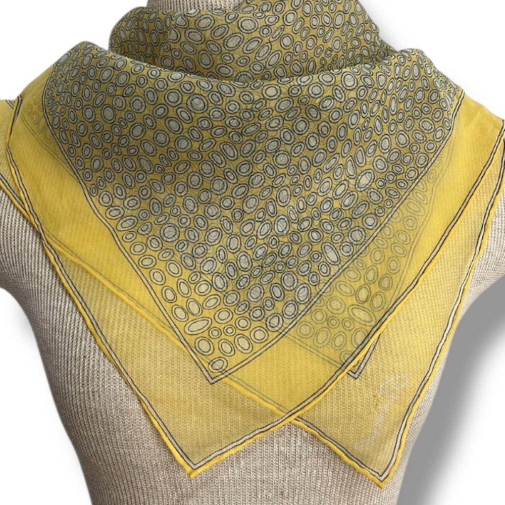 Burmel Women's Scarf Vintage Hand Rolled in Japan Butter Yellow Geometric Design
